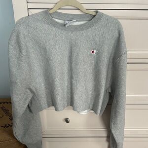 Like new Champion Women's Heather Gray Cropped Hoodie